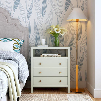 Butler Specialty Company - Nora 27 in. W Rectangular Wood 3 Drawer Tall Nightstand w Open Shelf on Top, Sage Green - 5941480 view 6