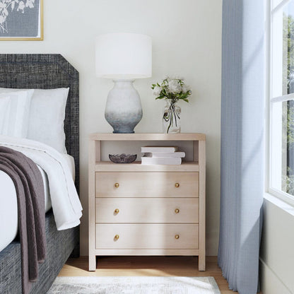 Butler Specialty Company - Nora 27 in. W Rectangular Wood 3 Drawer Tall Nightstand w Open Shelf on Top, Taupe - 5941450 view 7