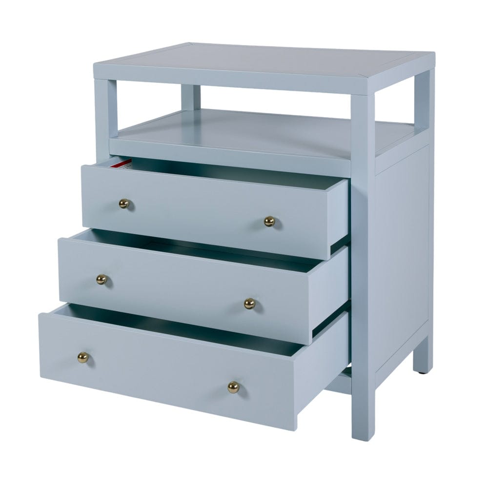 Butler Specialty Company - Nora 27 in. W Rectangular Wood 3 Drawer Tall Nightstand with Open Shelf on Top, Light Blue - 5941522 view 3