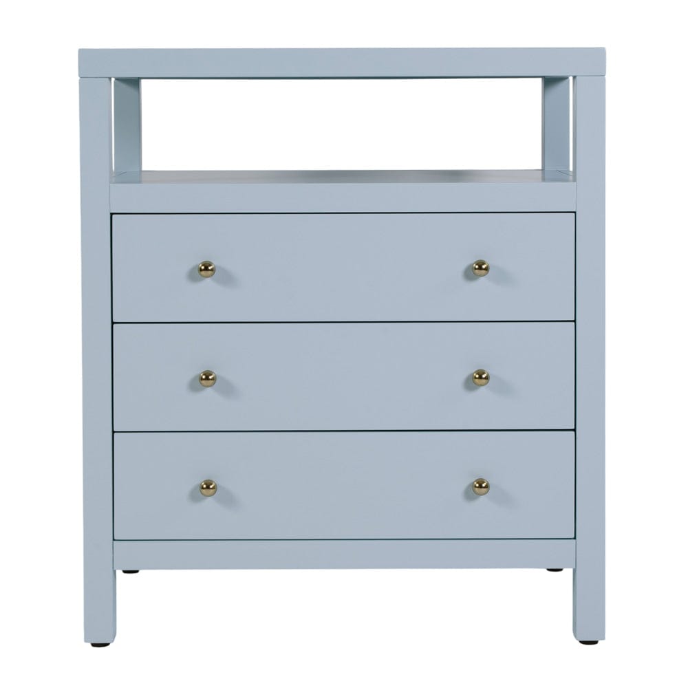 Butler Specialty Company - Nora 27 in. W Rectangular Wood 3 Drawer Tall Nightstand with Open Shelf on Top, Light Blue - 5941522 view 4