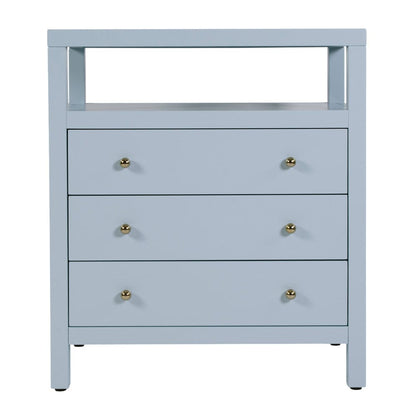 Butler Specialty Company - Nora 27 in. W Rectangular Wood 3 Drawer Tall Nightstand with Open Shelf on Top, Light Blue - 5941522 view 4