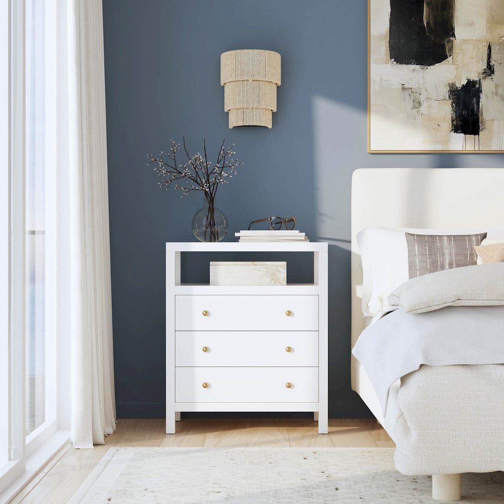 Butler Specialty Company - Nora 27 in. W Wood 3 Drawer Tall Nightstand with Shelf - White - 5941304 view 8