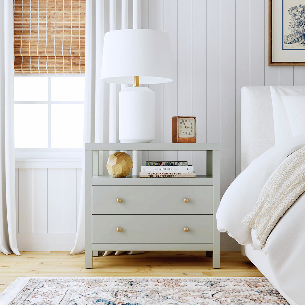 Butler Specialty Company - Nora 28 in. W Rectangular 2 Drawer Wide Nightstand w Open Shelf, Green - 5732480 View 6