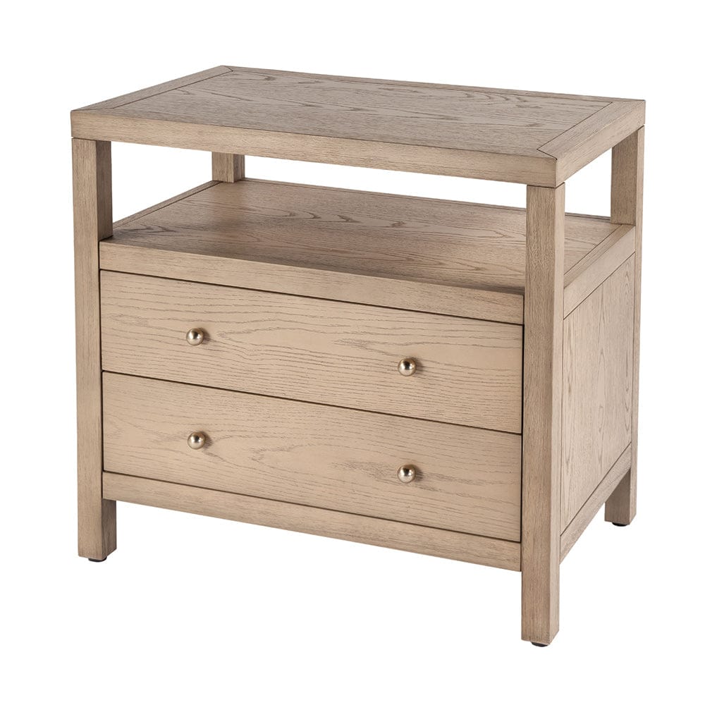Butler Specialty Company - Nora 28 in. W Rectangular 2 Drawer Wide Nightstand w Open Shelf, Light Brown - 5732492 View 1