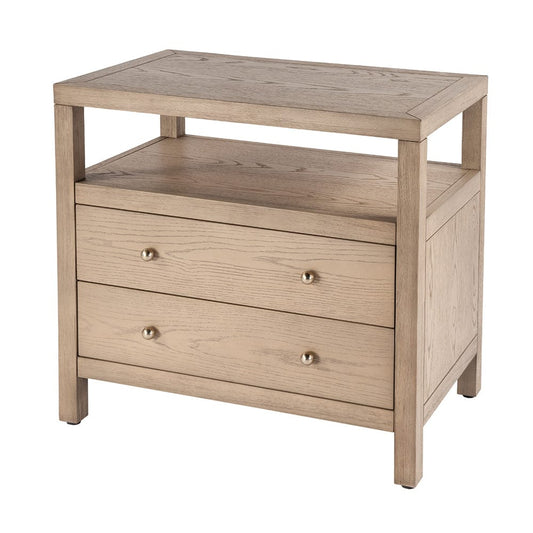 Butler Specialty Company - Nora 28 in. W Rectangular 2 Drawer Wide Nightstand w Open Shelf, Light Brown - 5732492 View 1