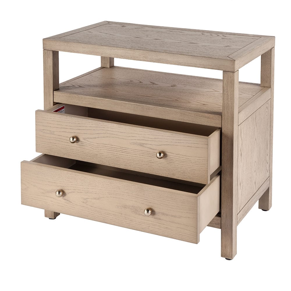 Butler Specialty Company - Nora 28 in. W Rectangular 2 Drawer Wide Nightstand w Open Shelf, Light Brown - 5732492 View 2