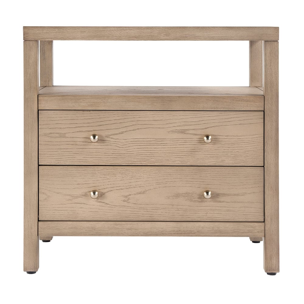 Butler Specialty Company - Nora 28 in. W Rectangular 2 Drawer Wide Nightstand w Open Shelf, Light Brown - 5732492 View 3