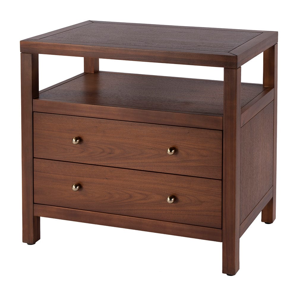 Butler Specialty Company - Nora 28 in. W Rectangular 2 Drawer Wide Nightstand w Open Shelf, Medium Brown - 5732489 View 1