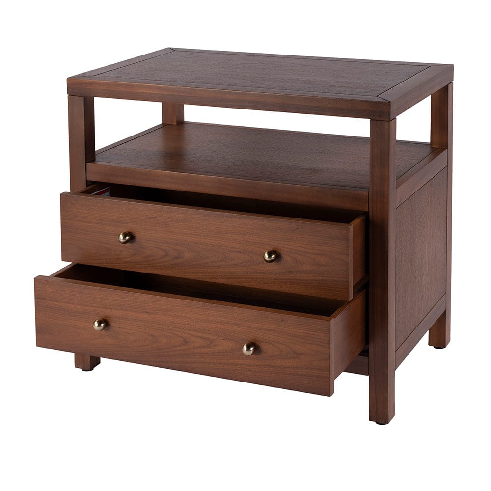 Butler Specialty Company - Nora 28 in. W Rectangular 2 Drawer Wide Nightstand w Open Shelf, Medium Brown - 5732489 View 2