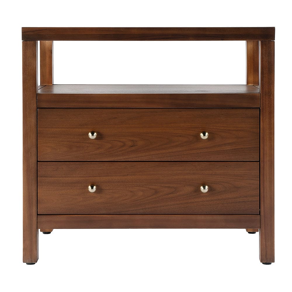 Butler Specialty Company - Nora 28 in. W Rectangular 2 Drawer Wide Nightstand w Open Shelf, Medium Brown - 5732489 View 3