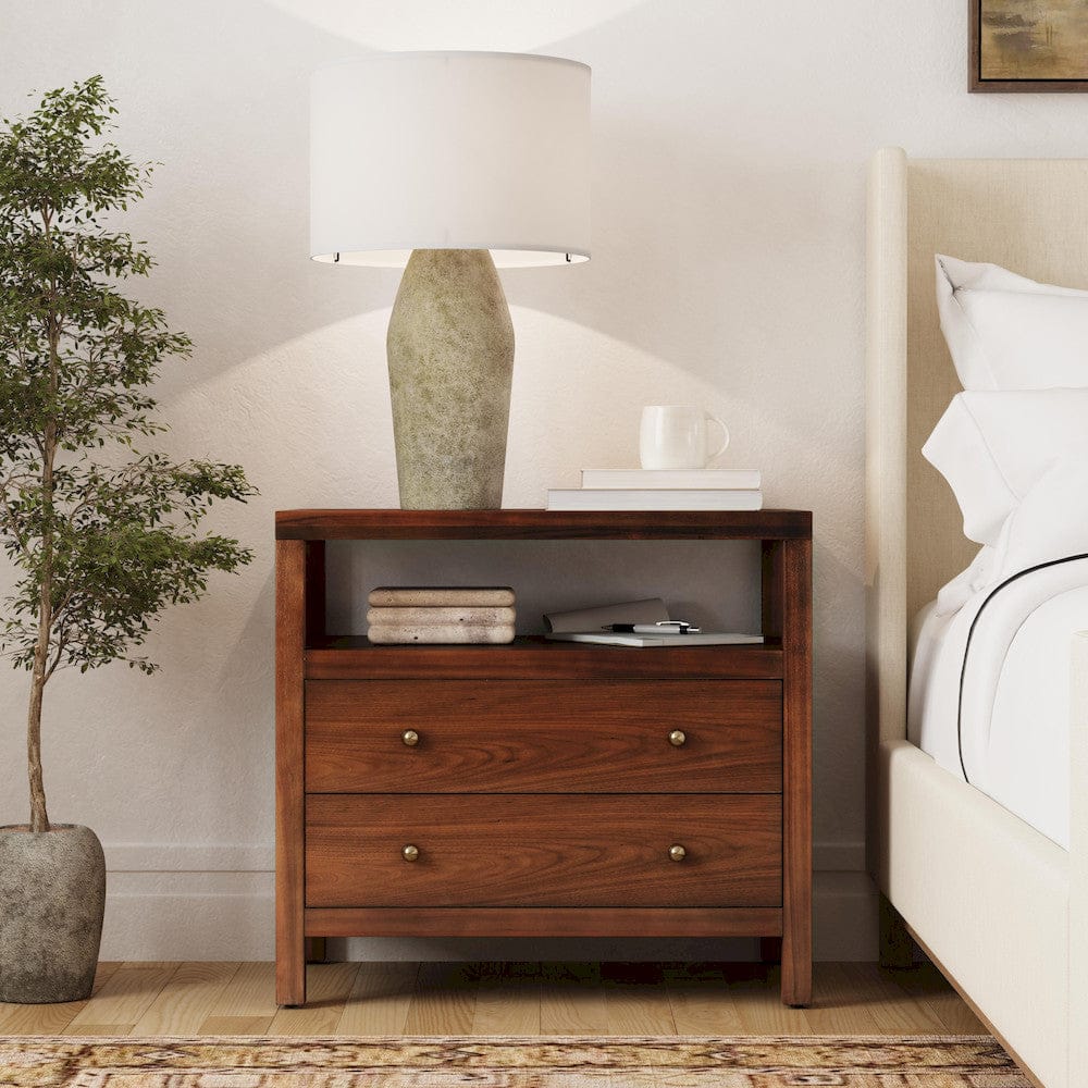 Butler Specialty Company - Nora 28 in. W Rectangular 2 Drawer Wide Nightstand w Open Shelf, Medium Brown - 5732489 view 7