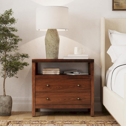 Butler Specialty Company - Nora 28 in. W Rectangular 2 Drawer Wide Nightstand w Open Shelf, Medium Brown - 5732489 view 7