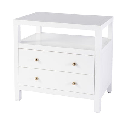 Butler Specialty Company - Nora 28 in. W Rectangular 2 Drawer Wide Nightstand w Open Shelf, White - 5732304 View 1