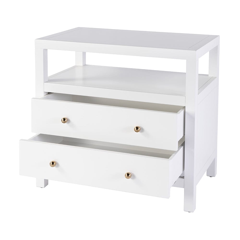 Butler Specialty Company - Nora 28 in. W Rectangular 2 Drawer Wide Nightstand w Open Shelf, White - 5732304 View 2