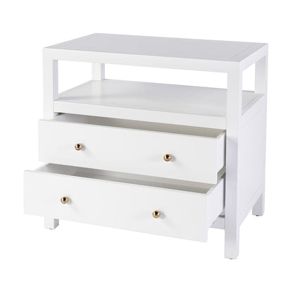 Butler Specialty Company - Nora 28 in. W Rectangular 2 Drawer Wide Nightstand w Open Shelf, White - 5732304 View 2
