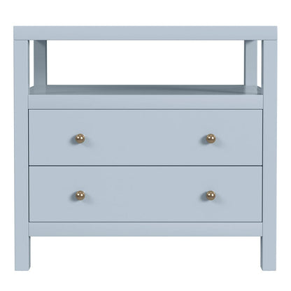 Butler Specialty Company - Nora 28 in. W Rectangular 2 Drawer Wide Nightstand with Open Shelf, Light Blue - 5732522 view 3