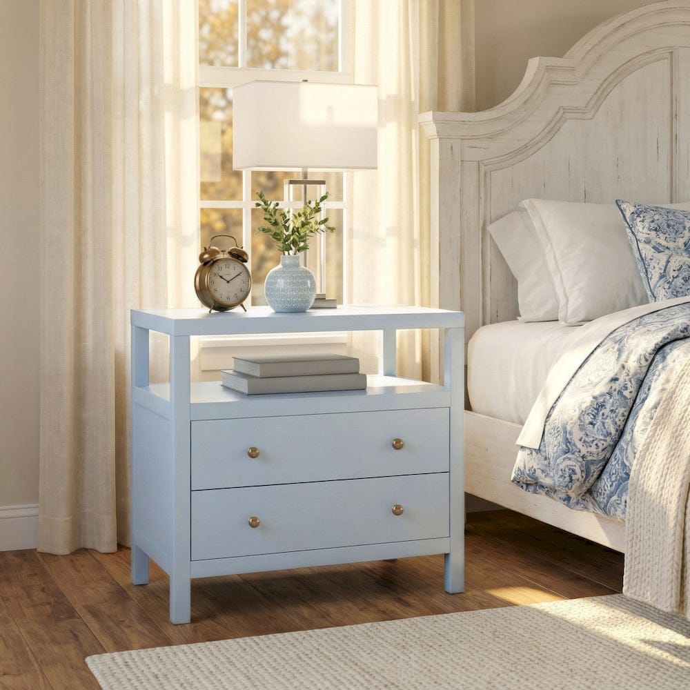 Butler Specialty Company - Nora 28 in. W Rectangular 2 Drawer Wide Nightstand with Open Shelf, Light Blue - 5732522 view 6