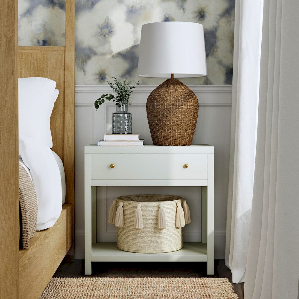 Butler Specialty Company - Nora 30 in. W Rectangular Wood 1 Drawer Wide Nightstand w Lower Open Shelf, Sage Green - 5943480 view 5
