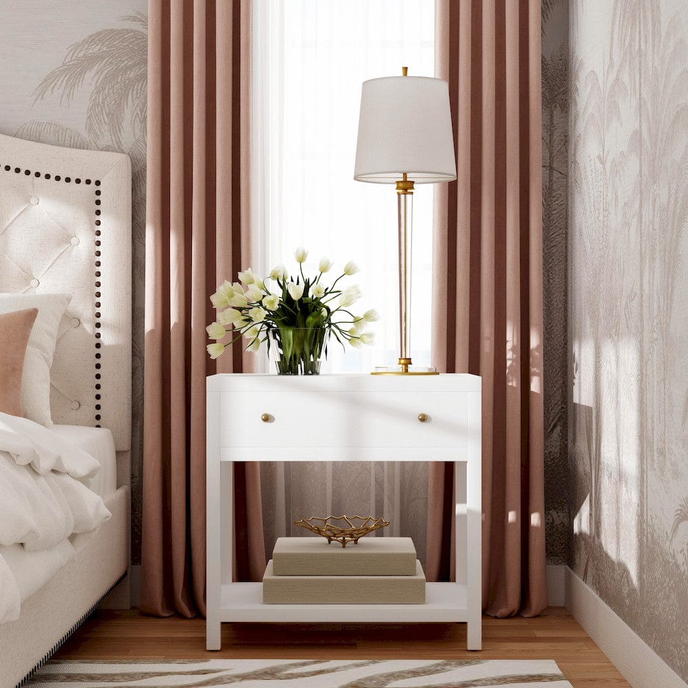 Butler Specialty Company - Nora 30 in. W Rectangular Wood 1 Drawer Wide Nightstand w Lower Open Shelf, White - 5943477 view 5