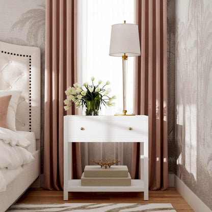 Butler Specialty Company - Nora 30 in. W Rectangular Wood 1 Drawer Wide Nightstand w Lower Open Shelf, White - 5943477 view 5