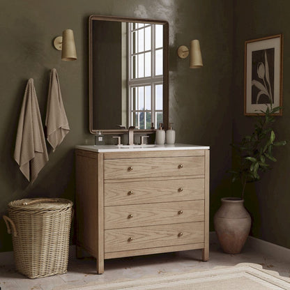 Butler Specialty Company - Nora 36 in. W Quartz and Wood Single Sink 3 Drawer Bathroom Vanity Set, Light Brown - 5958492 view 6