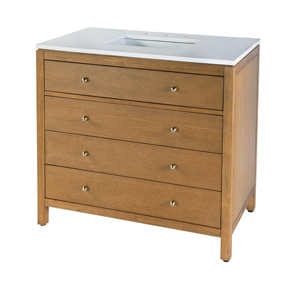 Butler Specialty Company - Nora 36 in. W Quartz and Wood Single Sink 3 Drawer Bathroom Vanity Set, Natural - 5958452 View 1