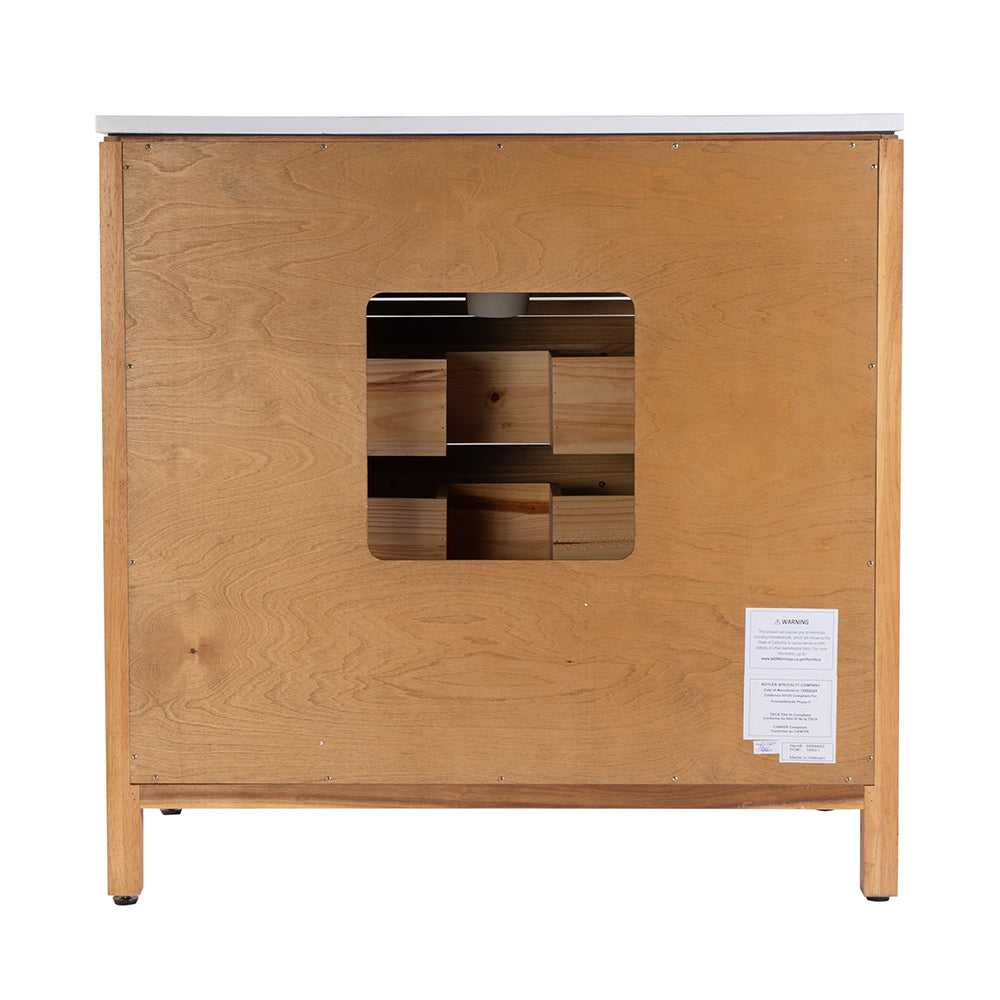 Butler Specialty Company - Nora 36 in. W Quartz and Wood Single Sink 3 Drawer Bathroom Vanity Set, Natural - 5958452 View 4