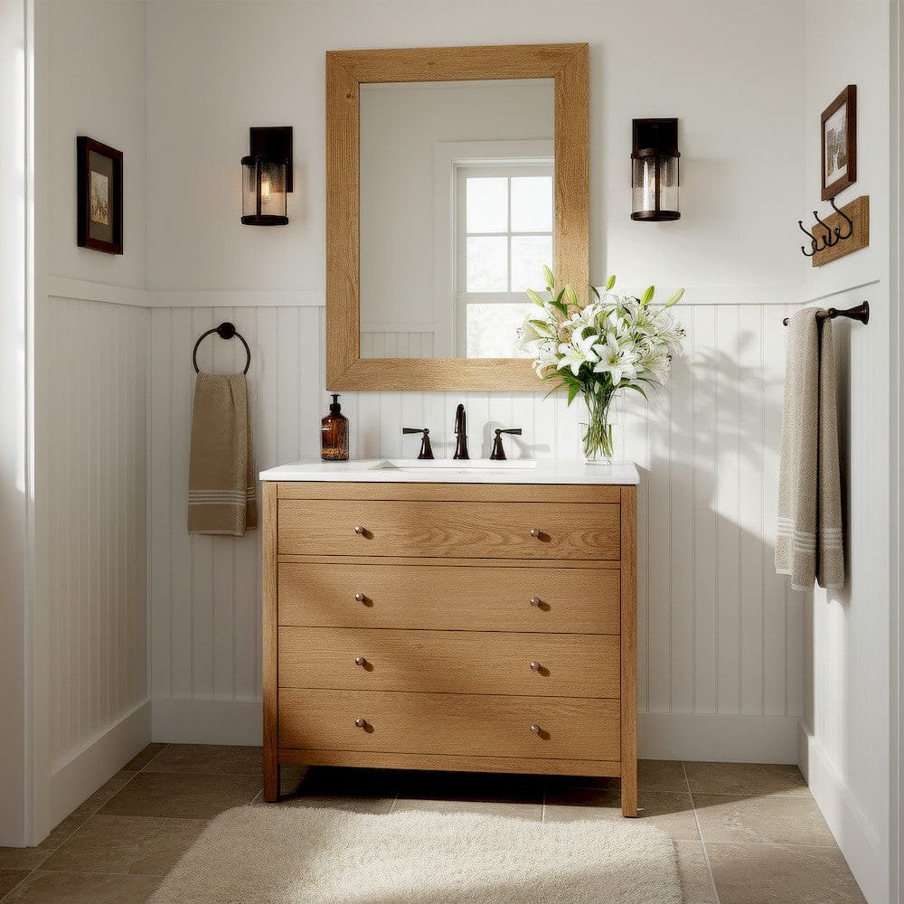 Butler Specialty Company - Nora 36 in. W Quartz and Wood Single Sink 3 Drawer Bathroom Vanity Set, Natural - 5958452 view 6