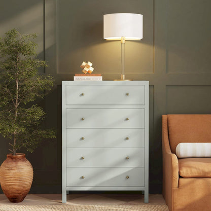 Butler Specialty Company - Nora 36 in. W Rectangular Wood 5 Drawer Tall Dresser, Sage Green - 5944480 view 5