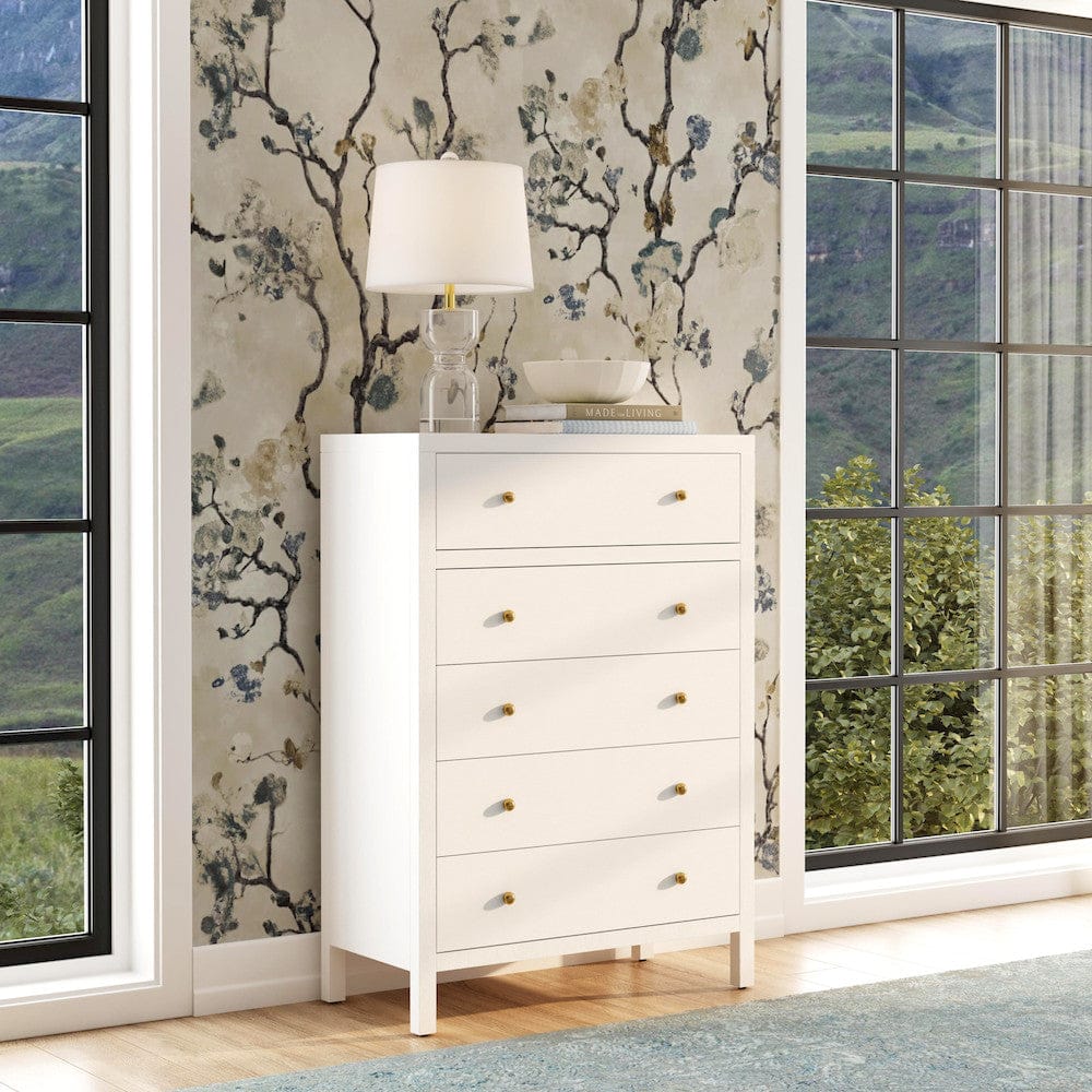 Butler Specialty Company - Nora 36 in. W Rectangular Wood 5 Drawer Tall Dresser, White - 5944477 view 5