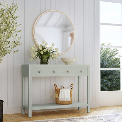 Butler Specialty Company - Nora 40 in. W Rectangular Wood 2 Drawer Console Table w Lower Open Shelf, Green - 5739480 View 6
