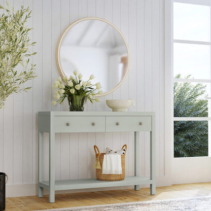 Butler Specialty Company - Nora 40 in. W Rectangular Wood 2 Drawer Console Table w Lower Open Shelf, Green - 5739480 view 7