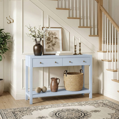 Butler Specialty Company - Nora 40 in. W Rectangular Wood 2 Drawer Console Table with Lower Open Shelf, Light Blue - 5739522 view 2