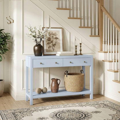 Butler Specialty Company - Nora 40 in. W Rectangular Wood 2 Drawer Console Table with Lower Open Shelf, Light Blue - 5739522 view 6