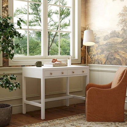 Butler Specialty Company - Nora 40 in. W Rectangular Wood 2 Drawer Writing Desk, Smooth White - 5849304 view 5