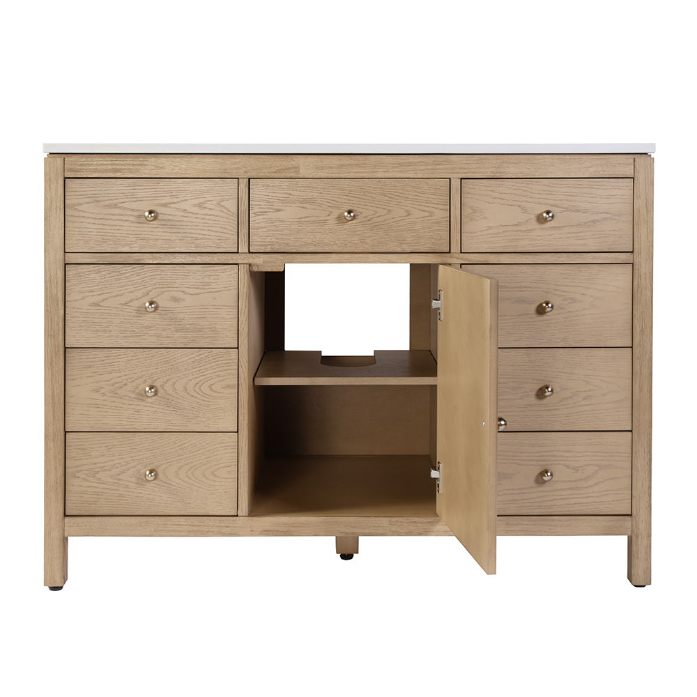 Butler Specialty Company - Nora 48 in. W Quartz and Wood Single Sink 8 Drawer Bathroom Vanity Set, Light Brown - 5959492 View 3