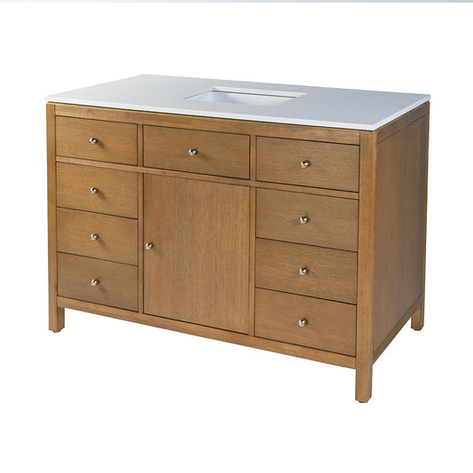 Butler Specialty Company - Nora 48 in. W Quartz and Wood Single Sink 8 Drawer Bathroom Vanity Set, Natural - 5959452 View 1