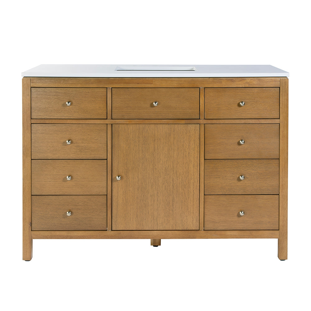 Butler Specialty Company - Nora 48 in. W Quartz and Wood Single Sink 8 Drawer Bathroom Vanity Set, Natural - 5959452 View 3