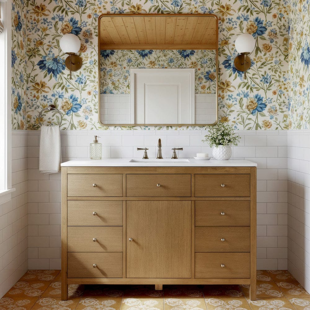 Butler Specialty Company - Nora 48 in. W Quartz and Wood Single Sink 8 Drawer Bathroom Vanity Set, Natural - 5959452 view 6