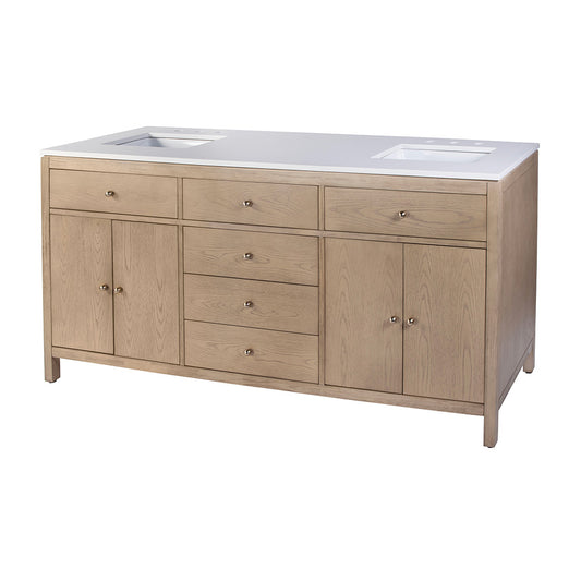 Butler Specialty Company - Nora 72 in. W Quartz and Wood Double Sink 4 Drawer Bathroom Vanity Set, Light Brown - 5961492 View 1