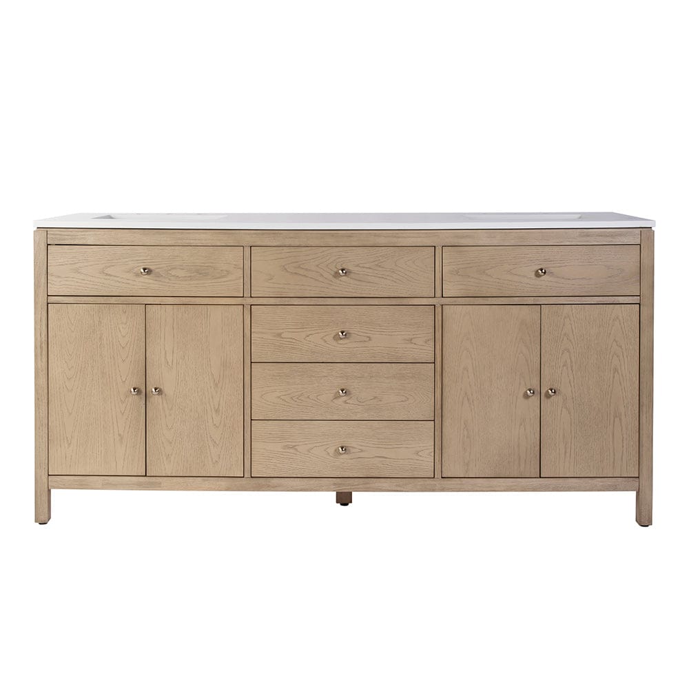 Butler Specialty Company - Nora 72 in. W Quartz and Wood Double Sink 4 Drawer Bathroom Vanity Set, Light Brown - 5961492 View 3