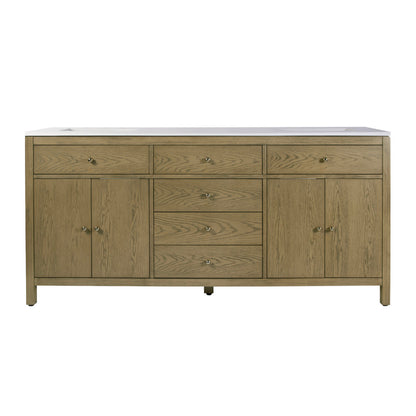 Butler Specialty Company - Nora 72 in. W Quartz and Wood Double Sink 4 Drawer Bathroom Vanity Set, Light Brown - 5961492 View 3