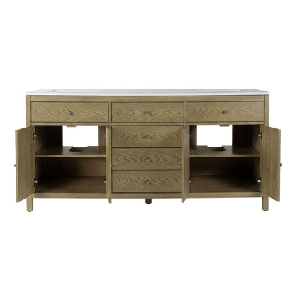Butler Specialty Company - Nora 72 in. W Quartz and Wood Double Sink 4 Drawer Bathroom Vanity Set, Light Brown - 5961492 View 4