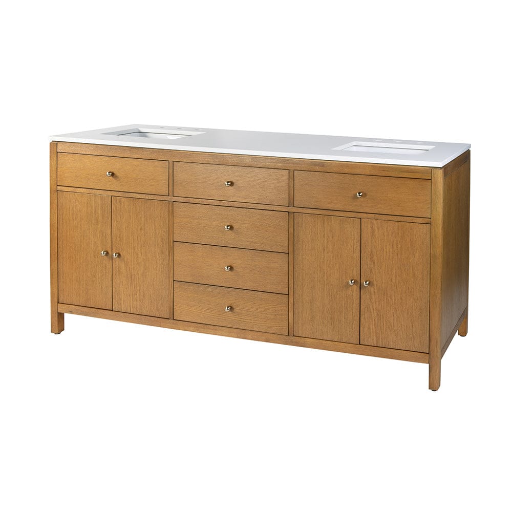 Butler Specialty Company - Nora 72 in. W Quartz and Wood Double Sink 4 Drawer Bathroom Vanity Set, Natural - 5961452 View 1