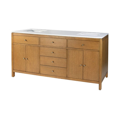 Butler Specialty Company - Nora 72 in. W Quartz and Wood Double Sink 4 Drawer Bathroom Vanity Set, Natural - 5961452 View 1