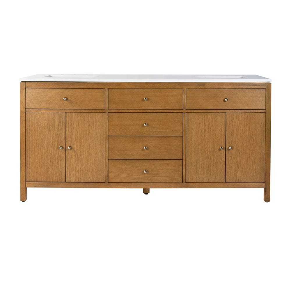 Butler Specialty Company - Nora 72 in. W Quartz and Wood Double Sink 4 Drawer Bathroom Vanity Set, Natural - 5961452 View 3