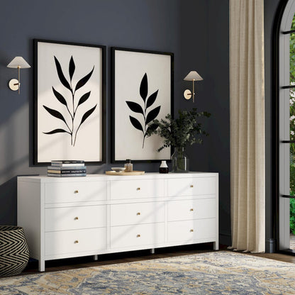 Butler Specialty Company - Nora 84 in. W Rectangular Wood 9 Drawer Dresser, Smooth White - 6290304 view 5