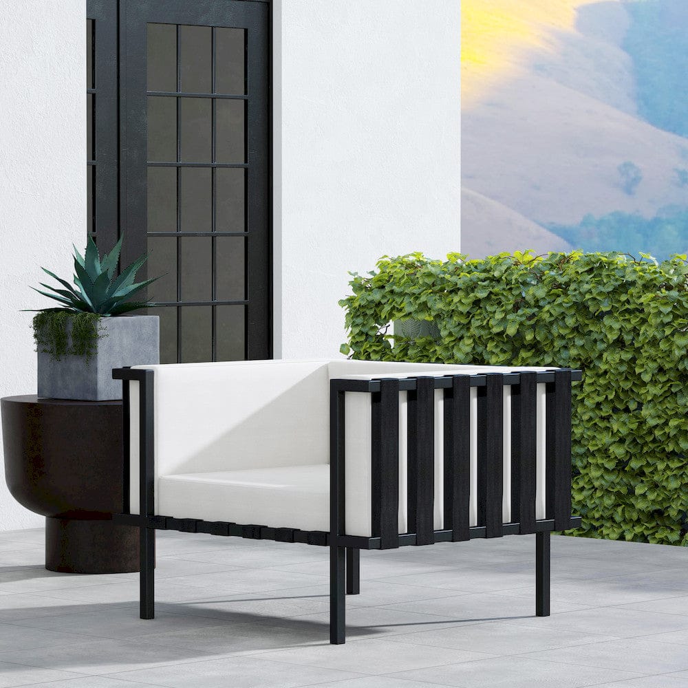 Butler Specialty Company - Norway Indoor/Outdoor 33 in. W Upholstered & Metal Club Chair with Cushion, Black/White - 5721437 view 6