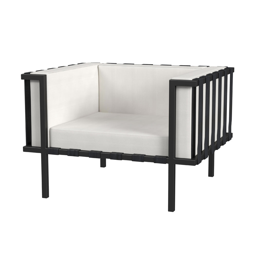 Butler Specialty Company - Norway Indoor/Outdoor 33 in. W Upholstered & Metal Club Chair with Cushion, Black/White - 5721437