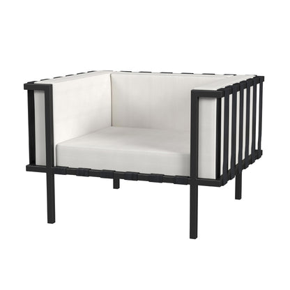 Butler Specialty Company - Norway Indoor/Outdoor 33 in. W Upholstered & Metal Club Chair with Cushion, Black/White - 5721437